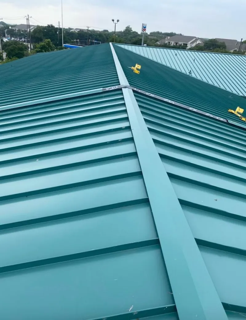 Green commercial metal roof ridge and valley for Metal Roof Repair in Reading